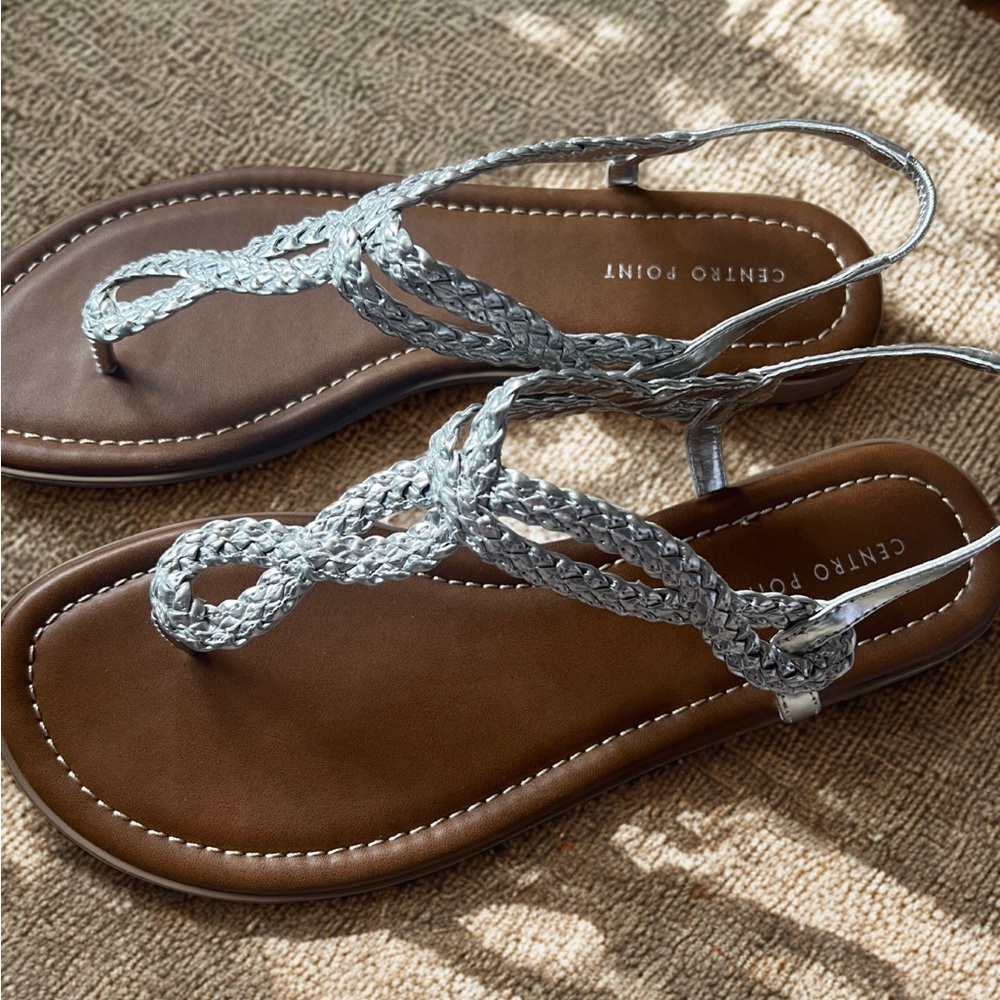 Silver Braided Sandals NEW!!